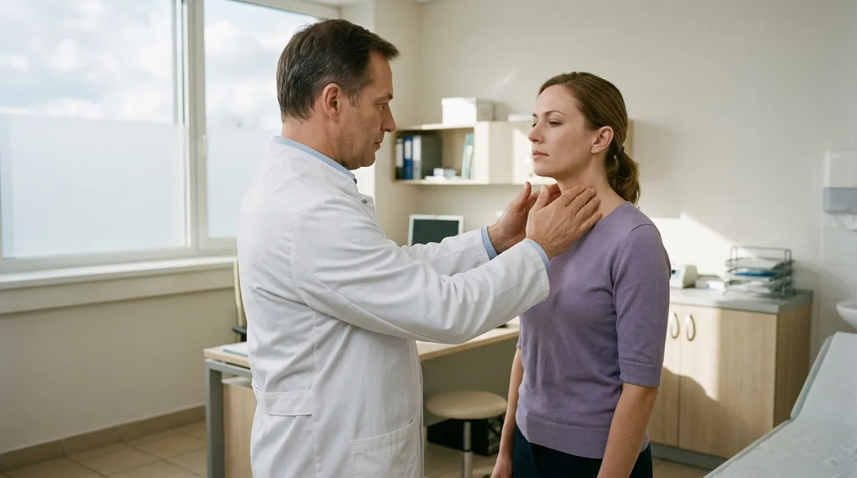Palpation thyroïdienne lors d'une consultation